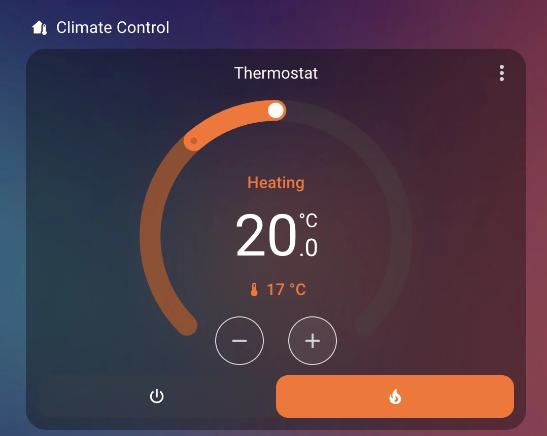 Home Assistant climate control widget for the thermostat